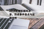 2014年娱乐圈风云录，热点事件盘点与影响分析