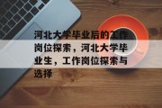 河北大学毕业后的工作岗位探索，河北大学毕业生，工作岗位探索与选择