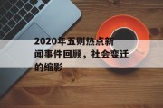 2020年五则热点新闻事件回顾，社会变迁的缩影