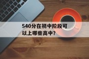 540分在初中阶段可以上哪些高中？