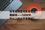 高考成绩查询及录取结果解读——5200分可以上的大学有哪些？