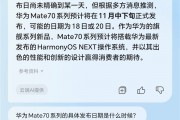 荣耀YOYO助理爆料华为Mate 70发布会时间：11月18/20日