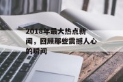 2018年最大热点新闻，回顾那些震撼人心的瞬间