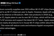 郭明錤：苹果明年将推出自研Wifi芯片 或用于iPhone17等产品