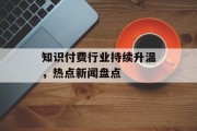 知识付费行业持续升温，热点新闻盘点