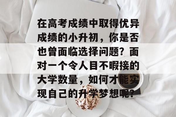 在高考成绩中取得优异成绩的小升初，你是否也曾面临选择问题？面对一个令人目不暇接的大学数量，如何才能实现自己的升学梦想呢？