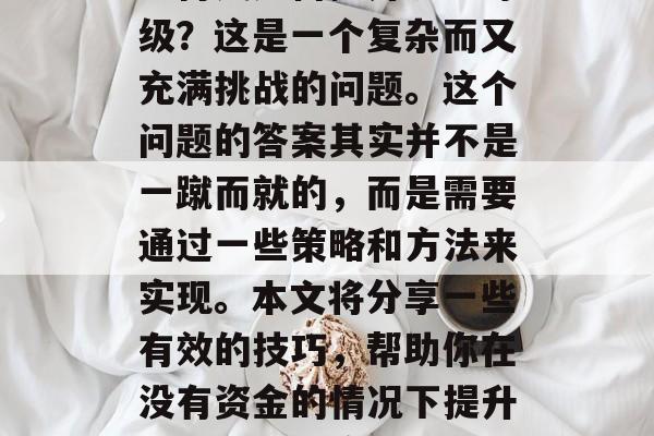 不付钱如何提升流量等级？这是一个复杂而又充满挑战的问题。这个问题的答案其实并不是一蹴而就的，而是需要通过一些策略和方法来实现。本文将分享一些有效的技巧，帮助你在没有资金的情况下提升自己的网站流量等级