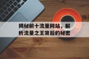 揭秘前十流量网站，解析流量之王背后的秘密