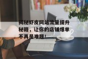 揭秘虾皮网站流量提升秘籍，让你的店铺爆单不再是难题！