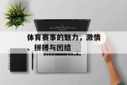体育赛事的魅力，激情、拼搏与团结