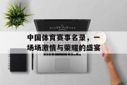中国体育赛事名录，一场场激情与荣耀的盛宴