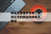 网站流量维护攻略，如何让您的网站持续吸引眼球