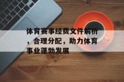 体育赛事经费文件解析，合理分配，助力体育事业蓬勃发展