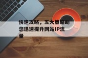 快速攻略，五大策略助您迅速提升网站IP流量