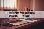 如何利用分数选择合适的大学，一个指南