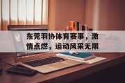 东莞羽协体育赛事，激情点燃，运动风采无限
