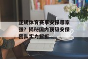 正规体育赛事安保哪家强？揭秘国内顶级安保团队实力解析