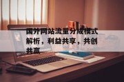 国外网站流量分成模式解析，利益共享，共创共赢
