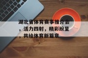 湖北省体育赛事推介会，活力四射，精彩纷呈，共绘体育新篇章