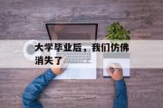 大学毕业后，我们仿佛消失了