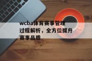 wcba体育赛事管理过程解析，全方位提升赛事品质