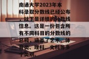 南通大学2023年本科录取分数线已经公布，以下是详细的分数线信息。这是一份包含所有不同科目的分数线的总和，涵盖了艺术、体育类、理科、文科等多个类别。
