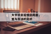 大学毕业后情侣同居，爱与生活的交织