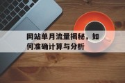 网站单月流量揭秘，如何准确计算与分析