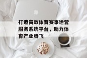 打造高效体育赛事运营服务系统平台，助力体育产业腾飞