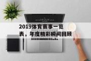 2019体育赛事一览表，年度精彩瞬间回顾