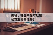 揭秘，哪些网站可以轻松获取海量流量？