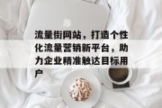 流量街网站，打造个性化流量营销新平台，助力企业精准触达目标用户
