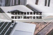 观湖老牌体育赛事运营哪家快？揭秘行业领跑者！