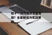 双十一如何提升流量等级？全面解读与实战策略
