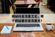 揭秘抖音流量之王，哪个网站看抖音流量大？