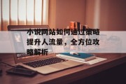 小说网站如何通过策略提升人流量，全方位攻略解析