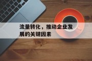 流量转化，推动企业发展的关键因素