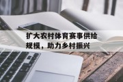 扩大农村体育赛事供给规模，助力乡村振兴