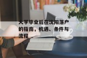 大学毕业后在沈阳落户的指南，机遇、条件与流程