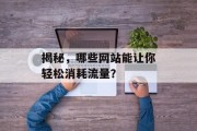 揭秘，哪些网站能让你轻松消耗流量？
