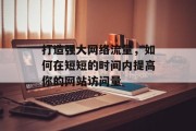打造强大网络流量，如何在短短的时间内提高你的网站访问量