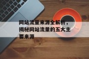 网站流量来源全解析，揭秘网站流量的五大主要来源