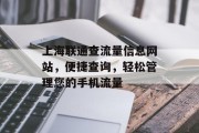 上海联通查流量信息网站，便捷查询，轻松管理您的手机流量