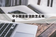 中小微企业贷款怎么申请