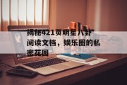 揭秘421页明星八卦阅读文档，娱乐圈的私密花园