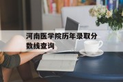 河南医学院历年录取分数线查询
