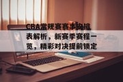 CBA常规赛赛事安排表解析，新赛季赛程一览，精彩对决提前锁定！