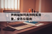 开网站如何高效购买流量，全方位指南