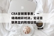 CBA首钢赛事表，一场场精彩对决，见证首钢男篮的辉煌征程