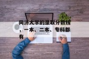 同济大学的录取分数线，一本、二本、专科都有